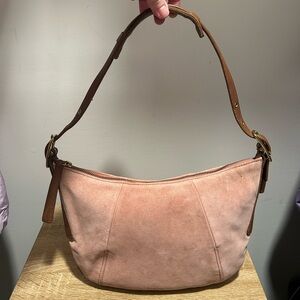 Vintage Coach Pink Suede Shoulder Bag